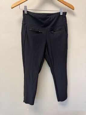 Athleta Charcoal High-Rise Workout Leggings with Zip Pockets